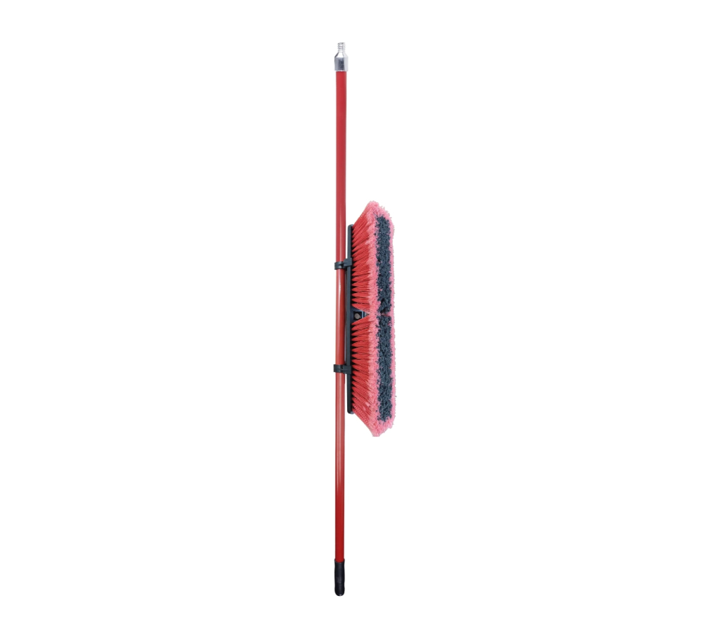 Ace Heavy Duty Push Broom, 24 inch Wide Brush, Handle 47.25 inch, Red Bristles, Indoor/Outdoor MH-BBS002