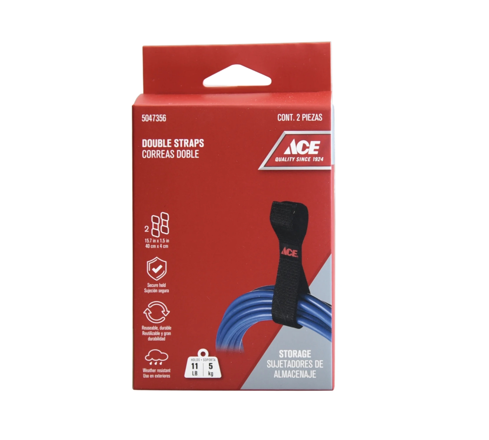 Ace Double Straps, 4 cm x 40 cm, Pack of 2, Capacity 5 KG, Black MAS-LP-33