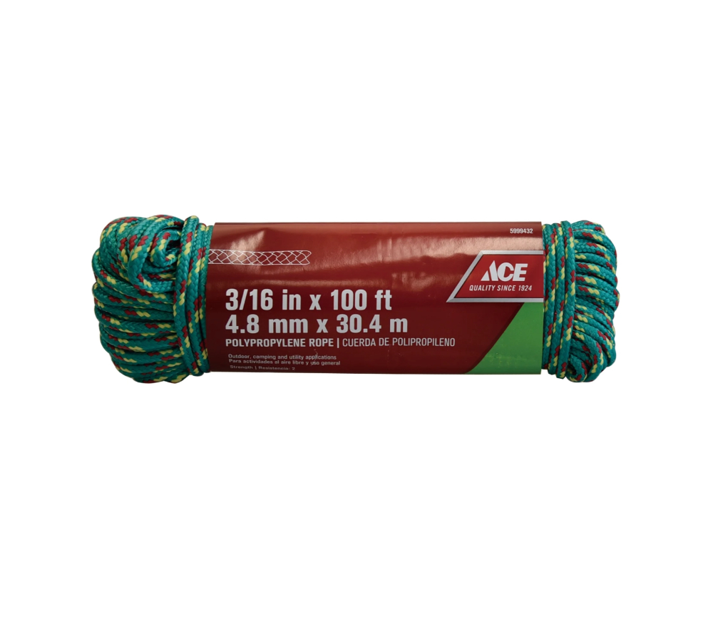 ace Ace Polypropylene Rope Mtrs Diamond Braid Working Load Assorted Colors 192374 4.8 MM size: 4.8mm