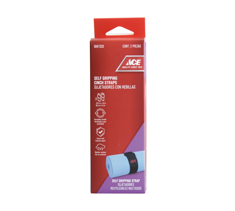 Ace Self Gripping Cinch Straps, 5 x 90 cm, Pack of 2, Black MAS-LP-15