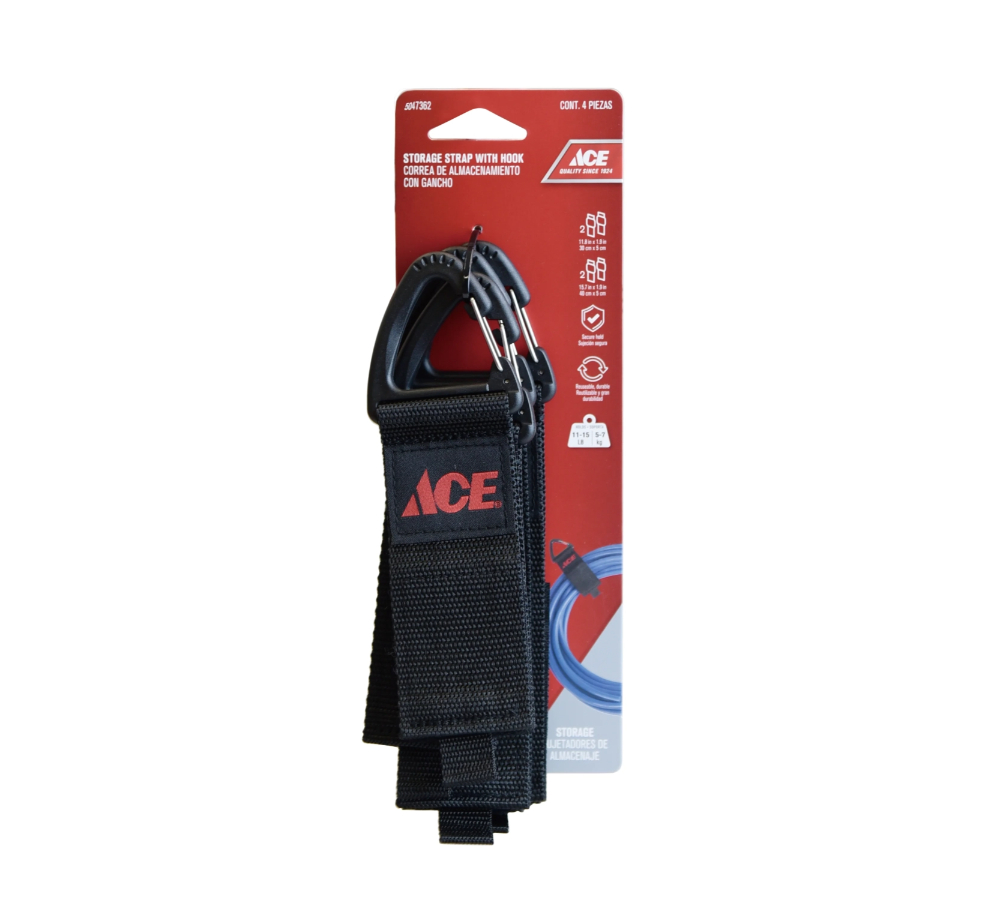 ace Ace Strap With Hook Pack 4 2 Units 40 2 Units 30 5cm x 30cm black size: 5cm x 30cm