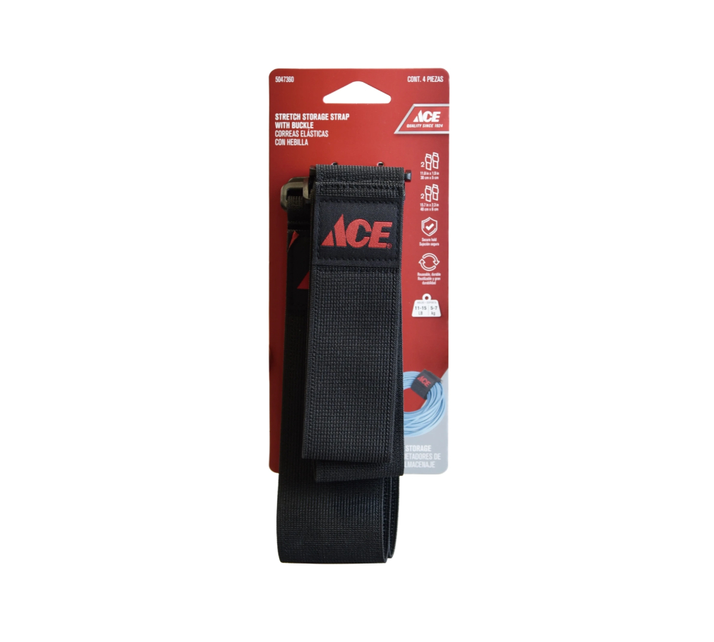 ace Ace Stretch Strap With Buckle Pack 4 2 Units 40 2 Units 30 5cm x 30cm black size: 5cm x 30cm