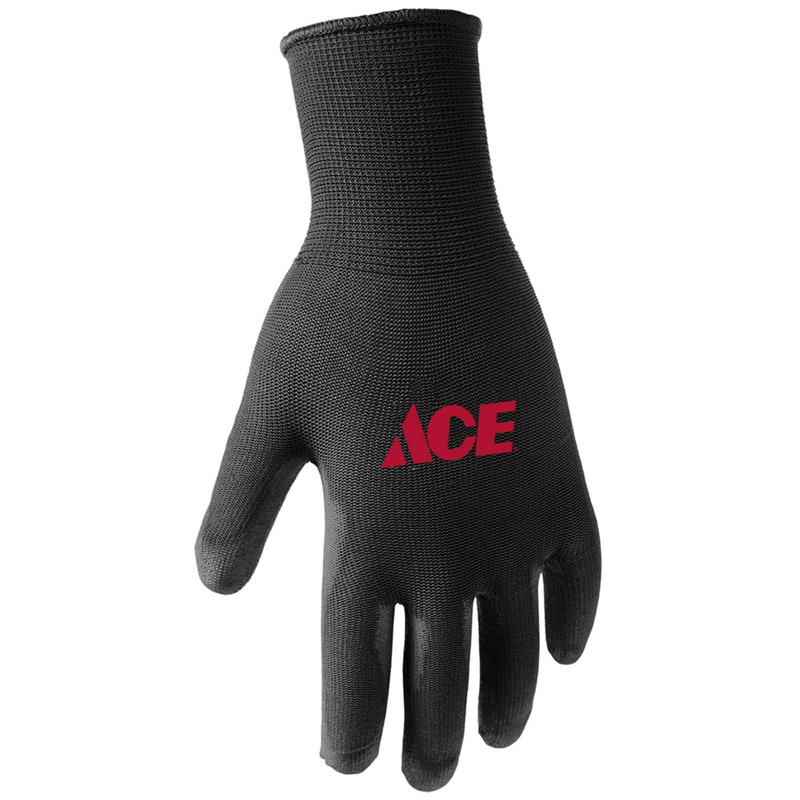 Ace Work Gloves, Large, Polyurethane, Black 53647-26