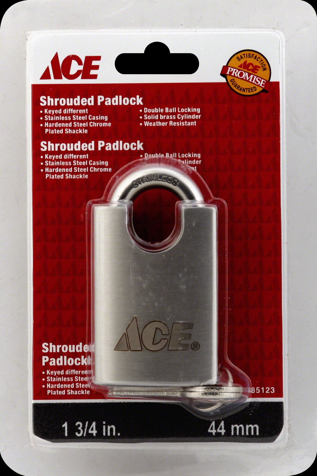 Ace Shrouded Shackle Padlock, 44 mm, Stainless Steel 07193/55166