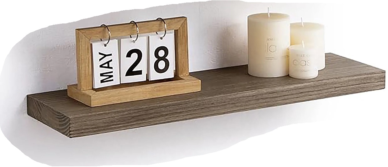 Ace Floating Shelf with Metal Brackets, 48 inch x 10 inch x 2 inch H, Oak CL48G