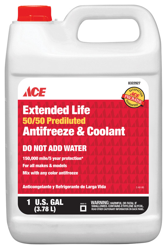 Ace Antifreeze + Coolant, 3.8Llon, 50/50 Prediluted, Ready Use, Green Color AHABX3