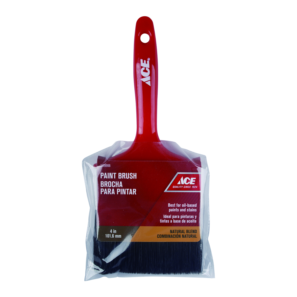 Ace 4 inch Paint Brush, Black Bristle, Natural Blend, Red Plastic Handle XB-ACE30040V