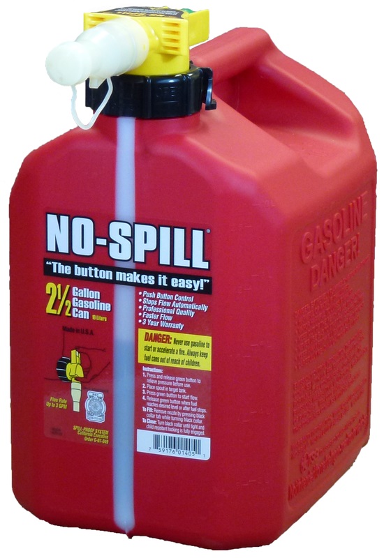 No-Spill Gasoline Can, 2.19L, EPA & CARB Approved, Plastic, Red 1410