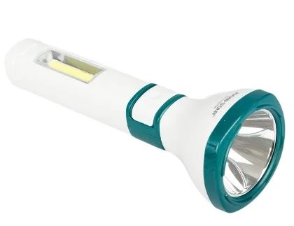 اكو ستار مصباح يدوي LED قابل لإعادة الشحن، 6500 كلفن، 5 واط (مصباح LED) + 2 واط (مصباح COB)، 4 فولت 1600 مللي امبير، يدوم لمدة ساعتين (المصباح اليدوي)، 4 ساعات (مصباح COB)، 90 × 90 × 260 مم AK2152
