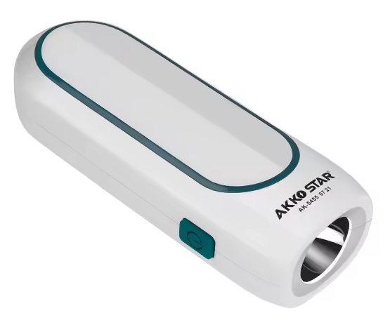 Akko Star Multifunctional LED Emergency Lamp, 1+4 Watts Torch, 6500K, USB Charging, 9000-1000K Front, Current 100-1000MA, White AK5455