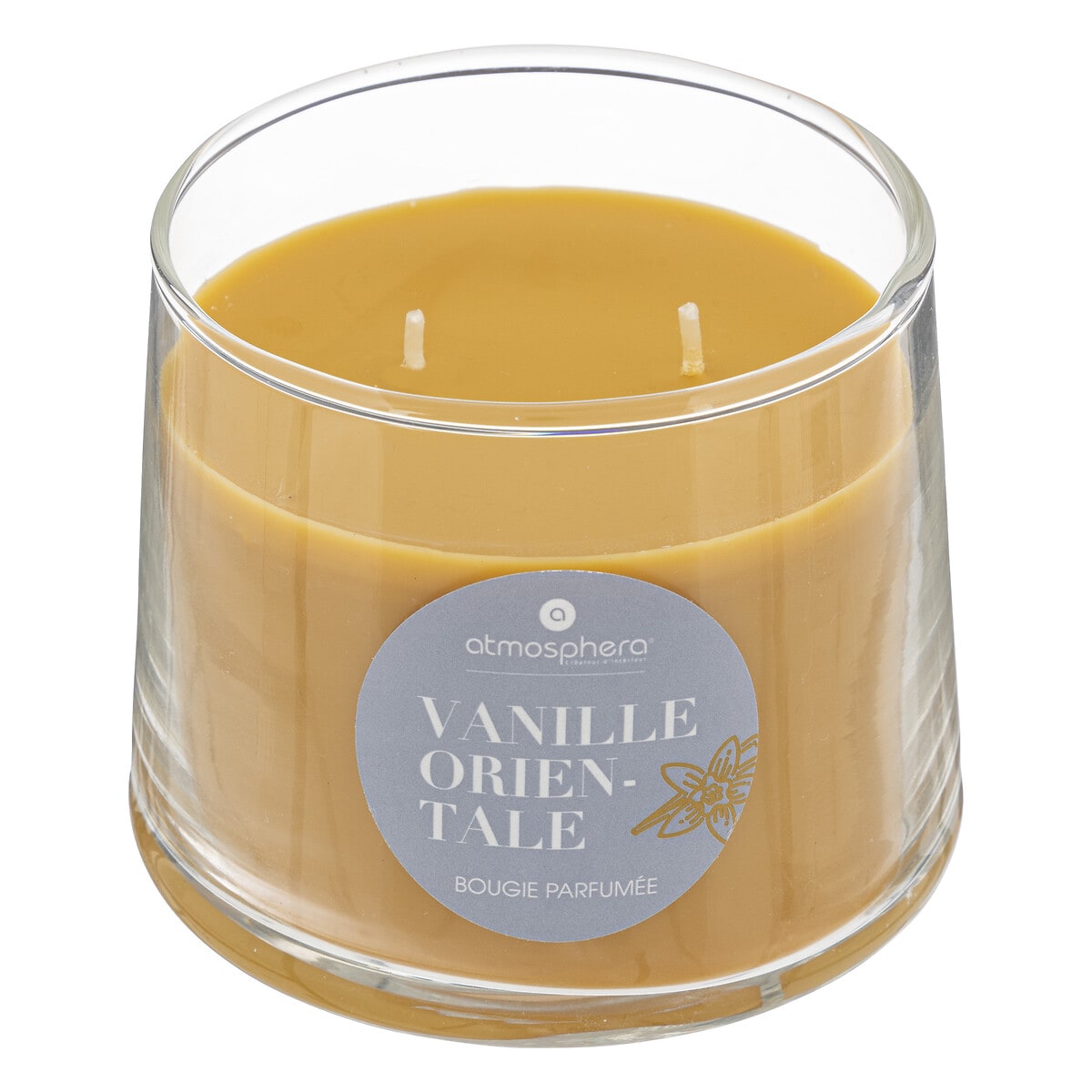 Atmosphera Createur d'interieur Izor Scented Candle, 300 Grams, 2-Wicks, Oriental Vanilla Scent, Glass Jar 196029A