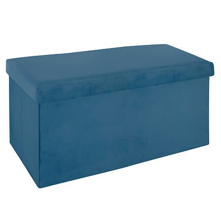Atmosphera Createur d'interieur Tess Ottoman, Double Folding, 76 x 38 x 38 cm H, Dark Blue Velvet 156911A