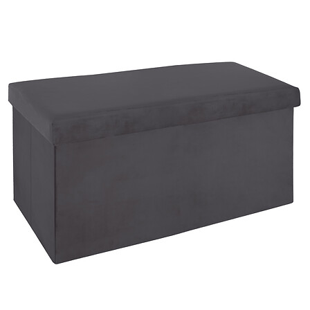 Atmosphera Createur d'interieur Tess Ottoman, Double Folding, 76 x 38 x 38 cm H, Dark Gray Velvet 156911C