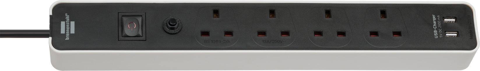 بريننشتول سيار كهربائي من إيكولور مزودة بمنفذي USB، رباعية الاتجاهات، طول الكيبل 3 متر، 13 امبير، ابيض/اسود 1153243026