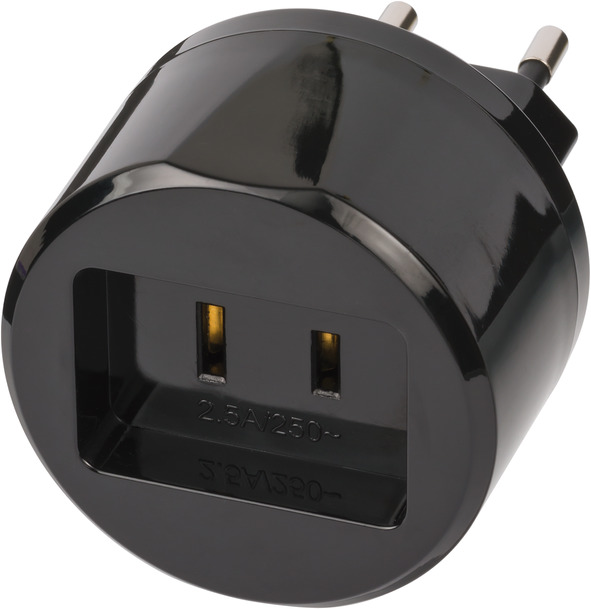 Brennenstuhl Travel Adapter USA Euro with 2.5A Fuse 1508500010