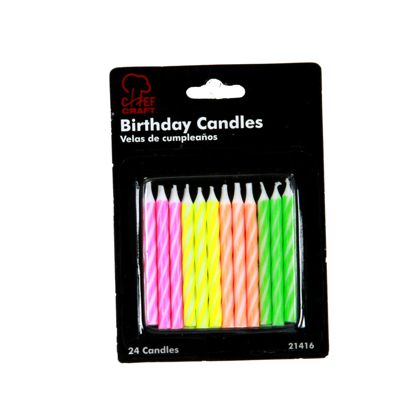 Chef Craft Birthday Candle, 2.5 inch, No Scent, Pack of 24, Assorted Colors 21416