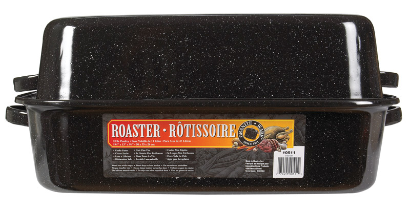 Columbian Home Covered Rectangular Roaster 9.98 kg. Ceramic On Steel Black 8-1/8 In. X 14-1/8 In. X 507261