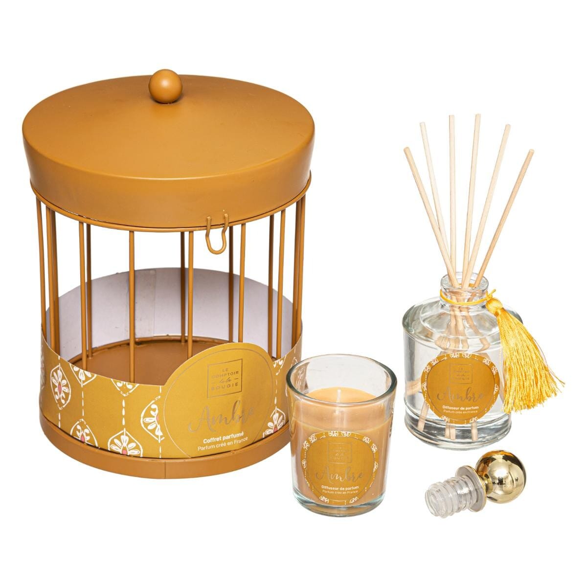 Comptoir de la Bougie Folk Carousel Gift Box, Cage Dia 13 cm, Includes Candle 0.045 kg & Diffuser 90 ml 168054A