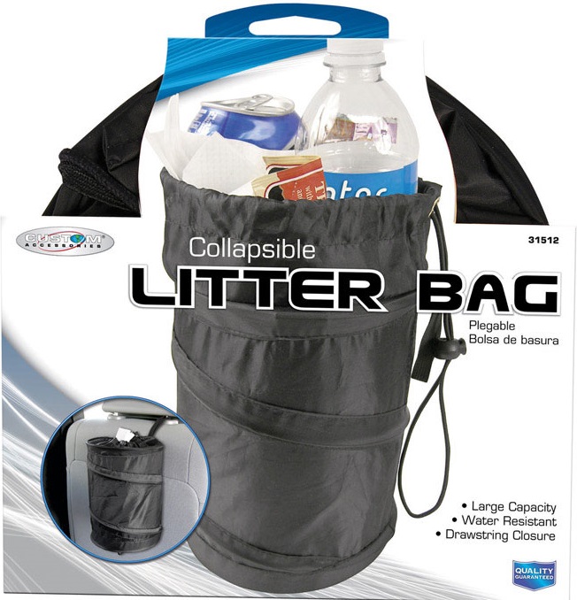Custom Accessories Collapsible Litter Bag, Fits All Vehicles, Black 31512