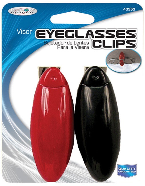 Custom Accessories Visor Sunglasses Clips, Pack of 2, Plastic, Assorted Colors 43400