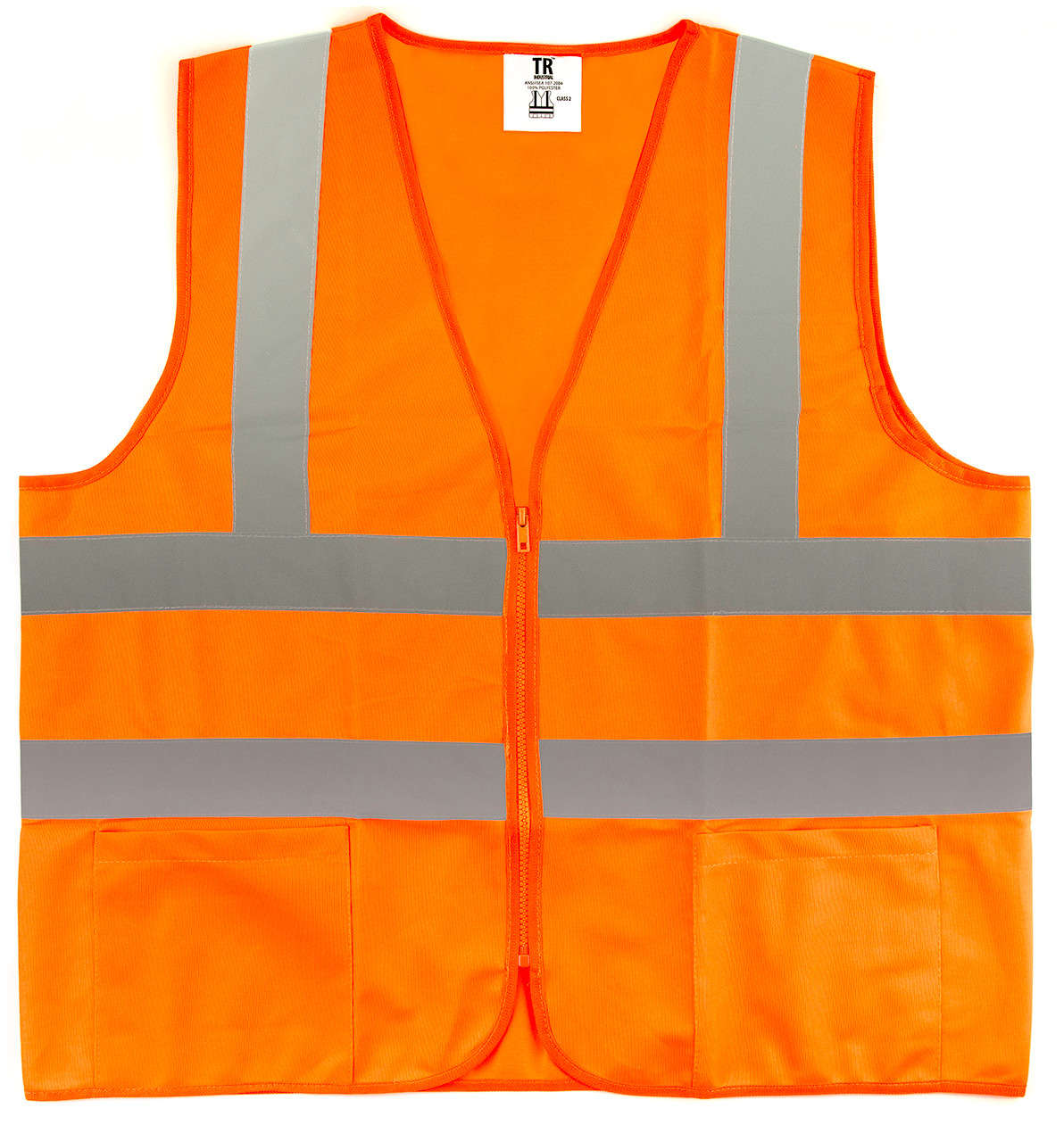 INGCO Reflective Safety Vest XL with Fluorescent Orange Color and Front Zipper, EN471 Class 2 RV82XL