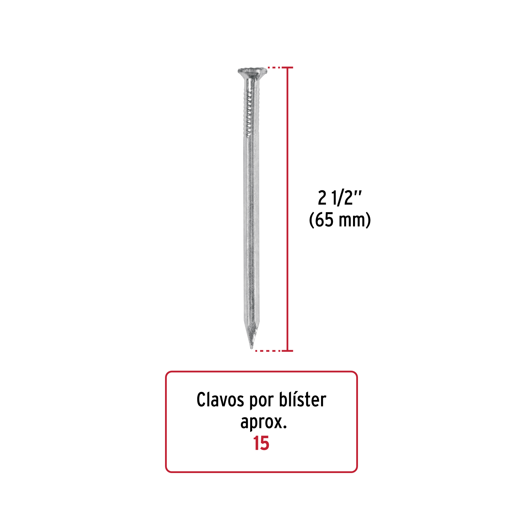 fiero Fiero Galvanized Concrete Nails 9 Gauge Length Pack 15 Carbon Steel Galvanized Finish Tempered Heat Treatment That Provides Greater Strength And Durability Difficult Bend Break Straight Hexagonal Body Desig silver