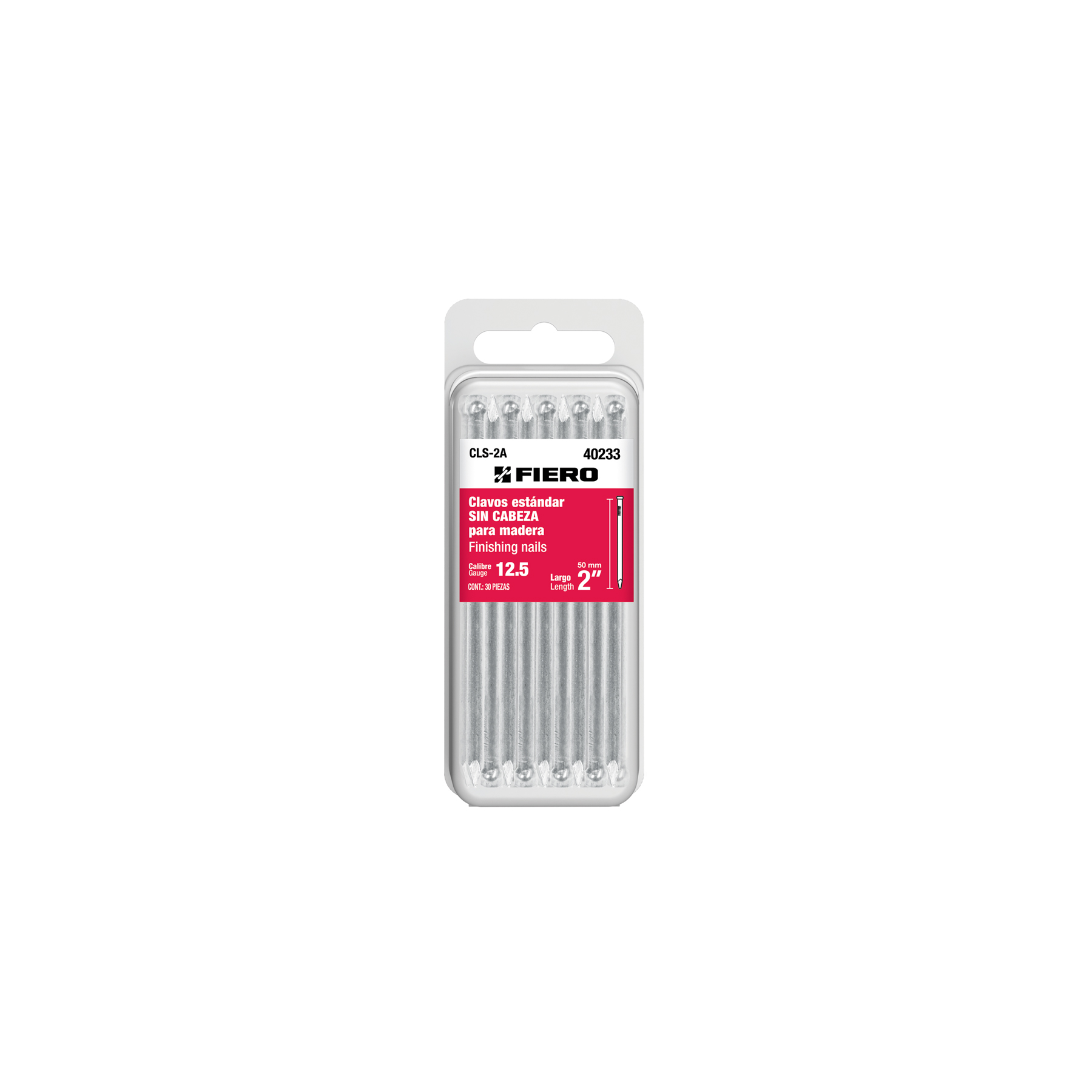 Fiero 2 inch Finishing Nails For Wood, Pack of 30, 12.5 Gauge, Carbon Steel 40233