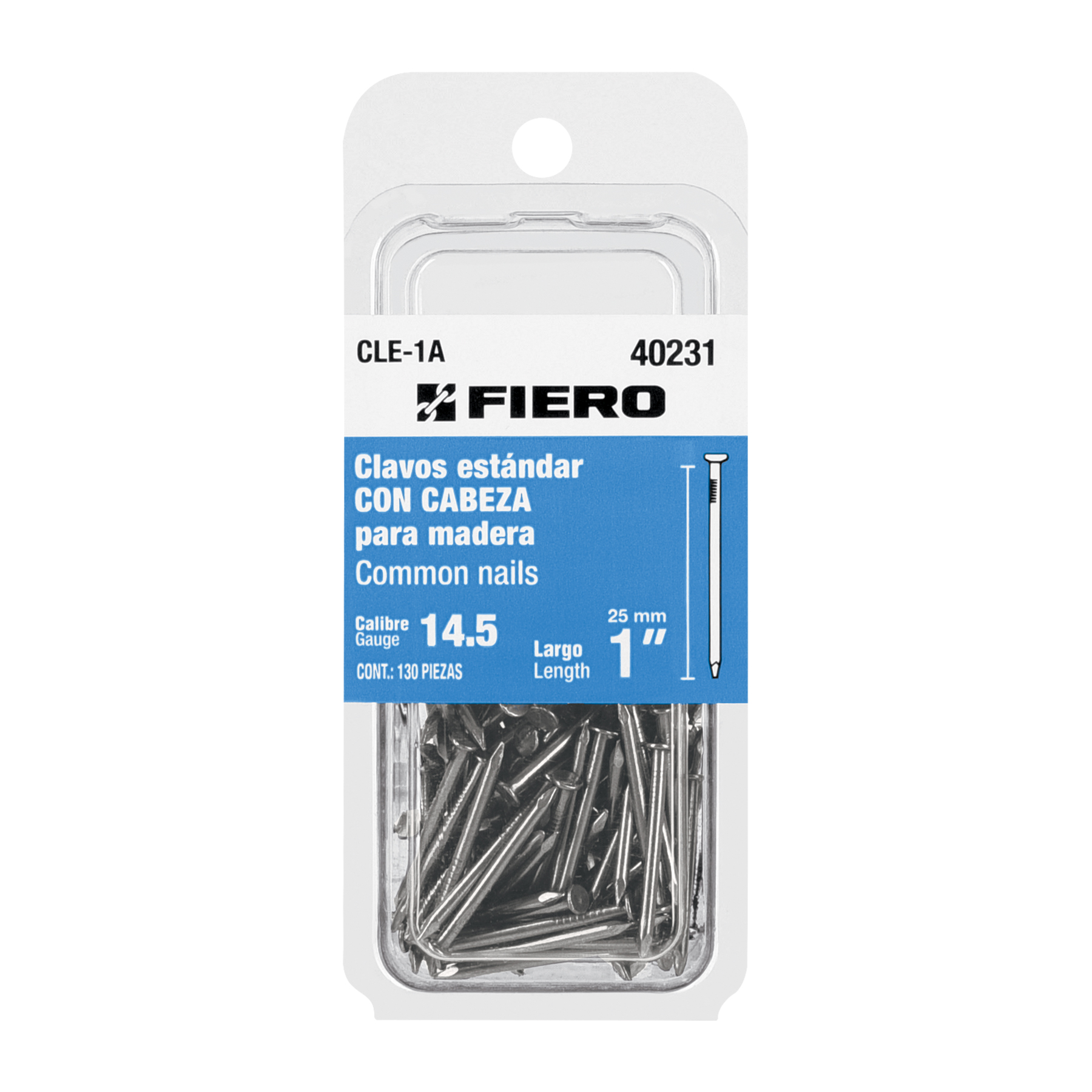 fiero Fiero Common Nails Guage Carbon Steel Blister For Use Masonry Carpentry Flooring And Wood Structures 40231 1 inch silver size: 1inch