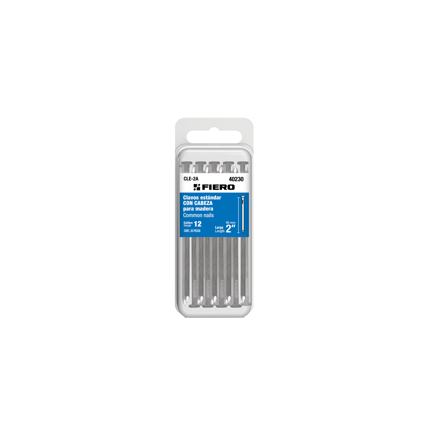 fiero Fiero Common Nails Pieces 12 Guage Carbon Steel Blister For Use Masonry Carpentry Decking And Wood Structures 40230 2 inch silver size: 2inch