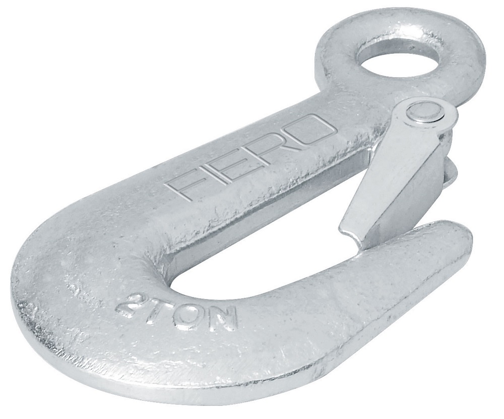 Fiero Fast Eye Snap Hook, 16 mm Eye, Max Load 2000 KG, Forged Carbon Steel, Galvanized Finish 44078