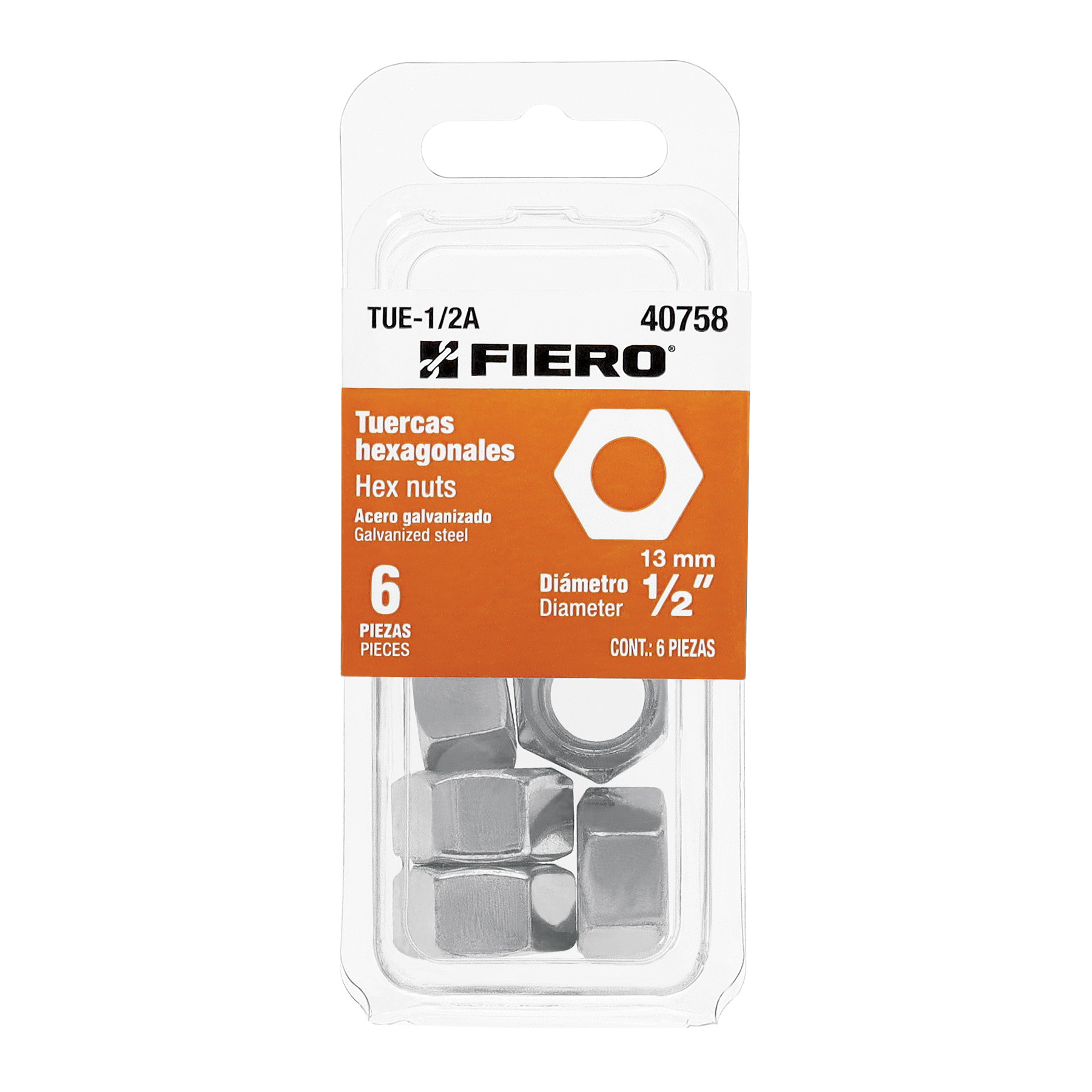 fiero Fiero Galvanized Steel Hex Nut 1 Pieces Galvanized Steel Allow Hold And Fix Joints Removable Elements 40758 silver