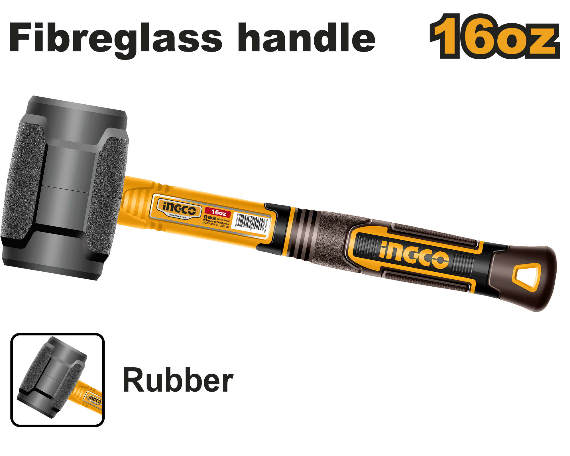 INGCO Rubber Hammer 16Oz HRUH8816