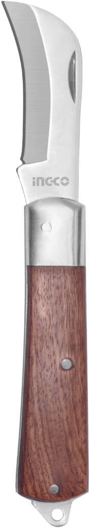 INGCO curved pocket knife with wooden handle, 198mm, special steel, 2.5mm thickness HPK01981