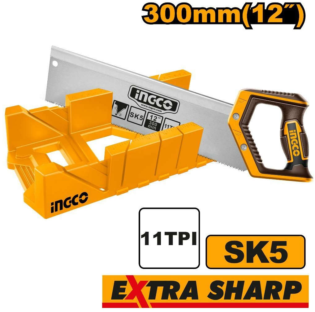 INGCO Finish Back Saw 300mm fine with 11 TPI precision ground teeth for wood flooring and fine cuts HMBSB3038