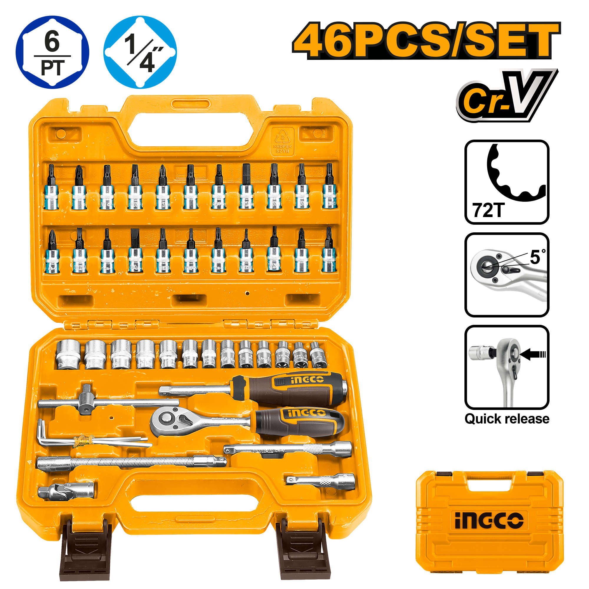 INGCO socket set 46Pcs HKTS14462