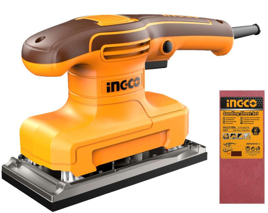 INGCO Finishing sander, 320W power, 90x180mm aluminum base, 14,000 rpm no-load speed FS3216