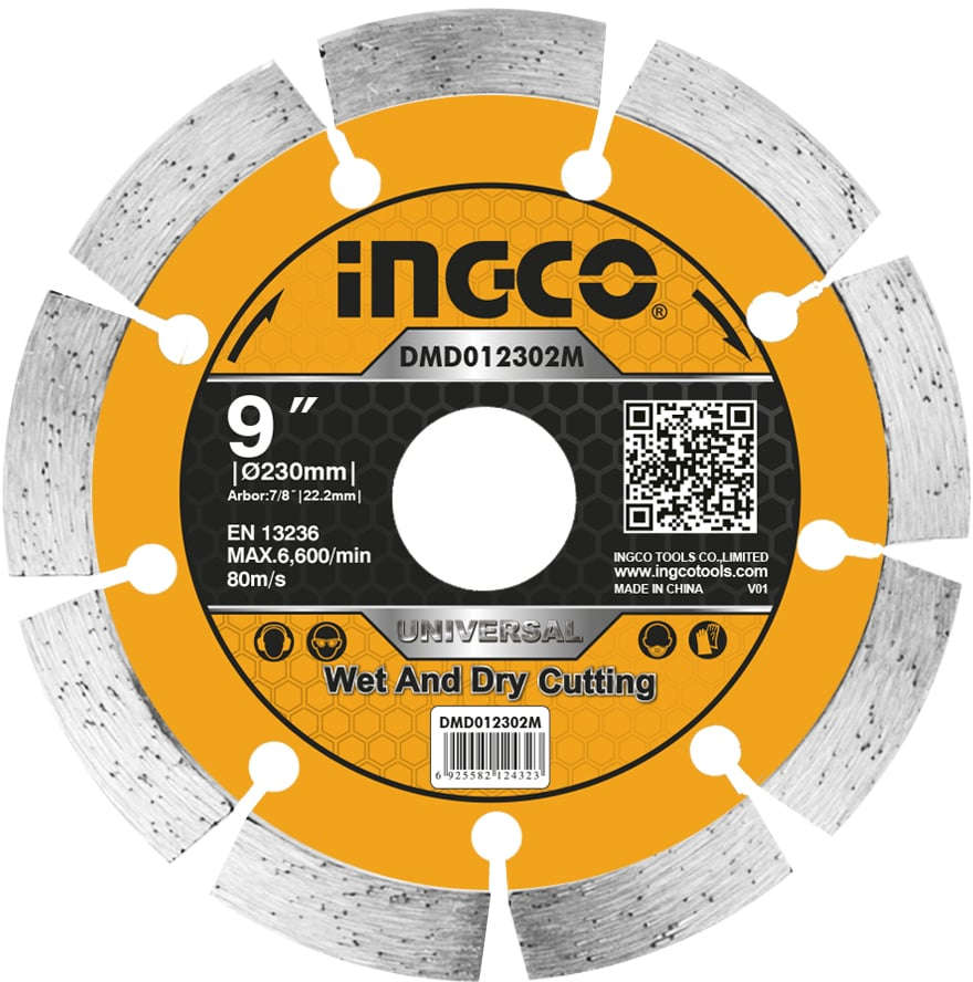 INGCO 9" (230mm) dry diamond cutting disc set, 5 pcs, for stone and concrete cutting DMD012302M