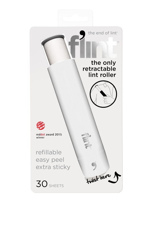 Flint Retractable Lint Roller, 30 Sheets, Paper, White FLD007BH-TP-US