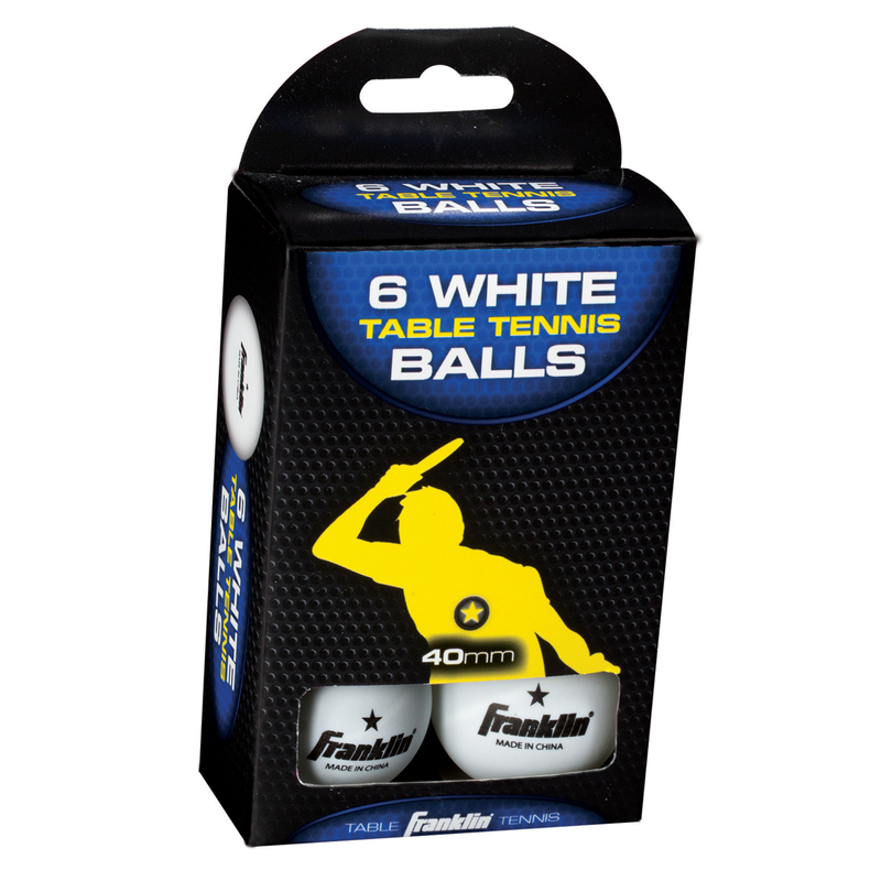 Franklin Table Tennis Balls, Pack of 6, 40 mm, Plastic, White 57113