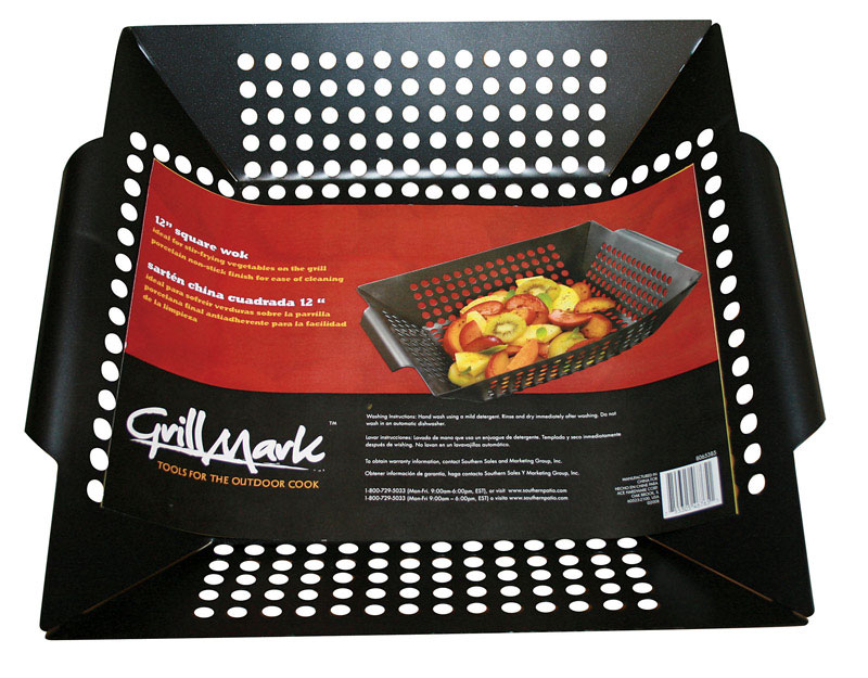 Grill Mark Square Grill Wok, 12 inch x 12 inch x 2 inch, Black 98121