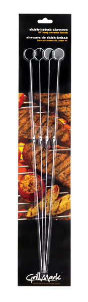 Grill Mark Skewers Set, 18 inch, 4 Pcs Set, Chrome Plated Steel BBQ-467378