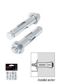 hermex Hermex 1 Steel Expansion Anchors With Hex Nut And Bolt Pack 4 44360 1/4 inch size: 1/4 inch
