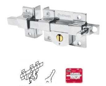 Hermex Long Throw Lock, Right Fixed, 5 Pin Solid Brass Cylinder, Steel Deadbolt 43506