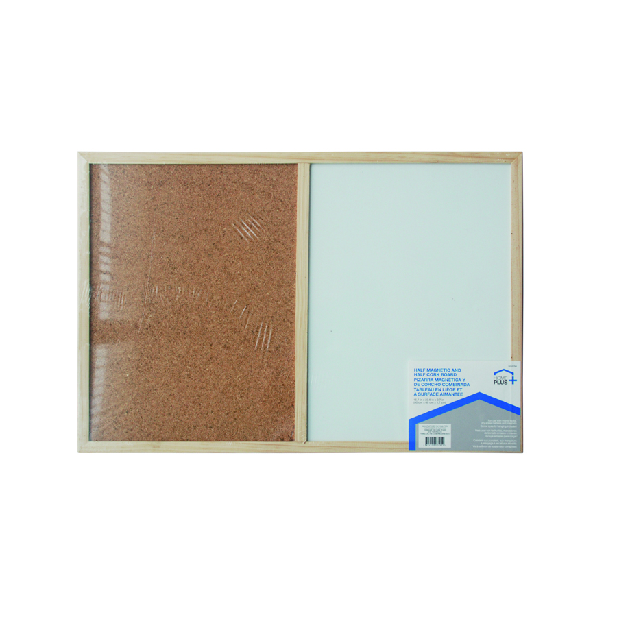 Home Plus Magnetic Whiteboard and Corkboard, 15.7 inch x 23.6 inch x 0.7 inch, Wood Frame MCBR4060