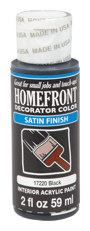 Homefront Decorator Color Interior Acrylic Latex Paint Black Satin 59 ml. 17220N