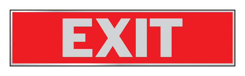 Hy-Ko Exit Sign, 2 inch x 8 inch, Aluminum, Red/Silver 411