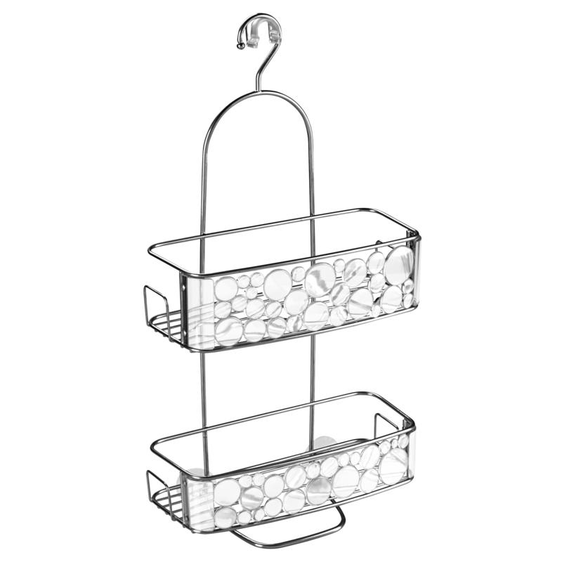 iDesign Bubbli Shower Caddy, 10.25 inch x 5.5 inch x 21.75 inch H, Steel, Clear/Silver Color 31100