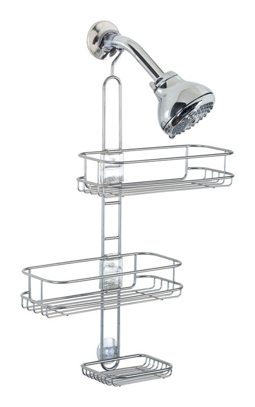 iDesign Linea Shower Caddy, 11 inch x 5 inch x 22 inch H, Steel, Silver Color 69300