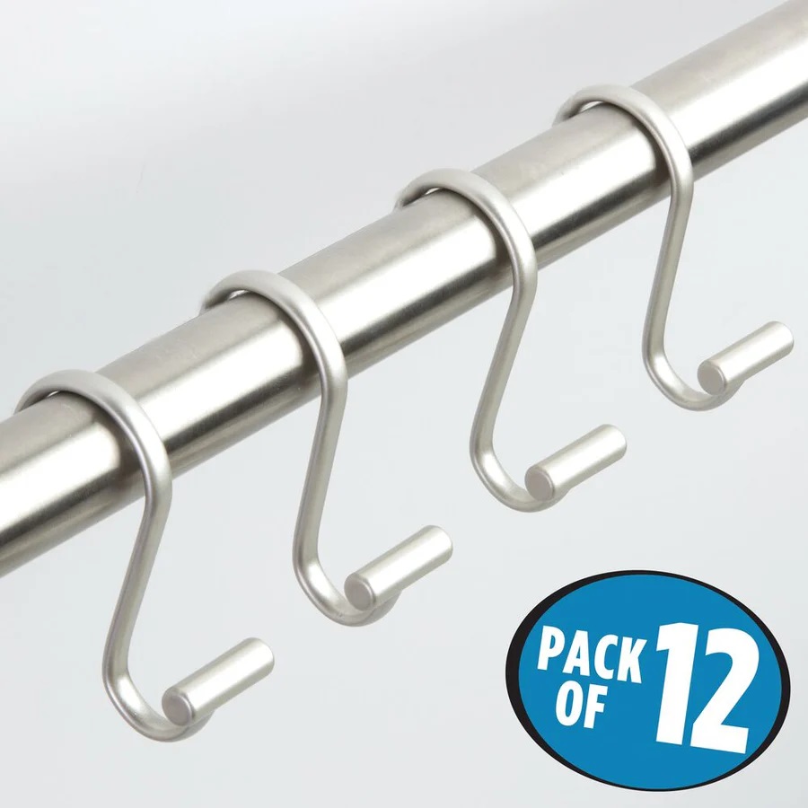 iDesign T-Bar Shower Hooks, Pack of 12, Satin DS76752