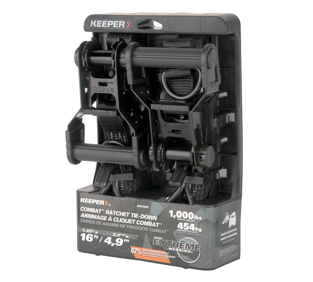Keeper Combat Ratchet Tie Down, 1.25 inch x 4.88 m, Working Load Limit 454 KG 85450